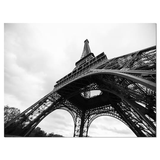 Designart - Paris Paris Eiffel Towerin Black and White Side View